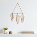 Nordic Boho Woven Wall Hanging – Cotton Macrame Decor with Leaf & Crescent Design