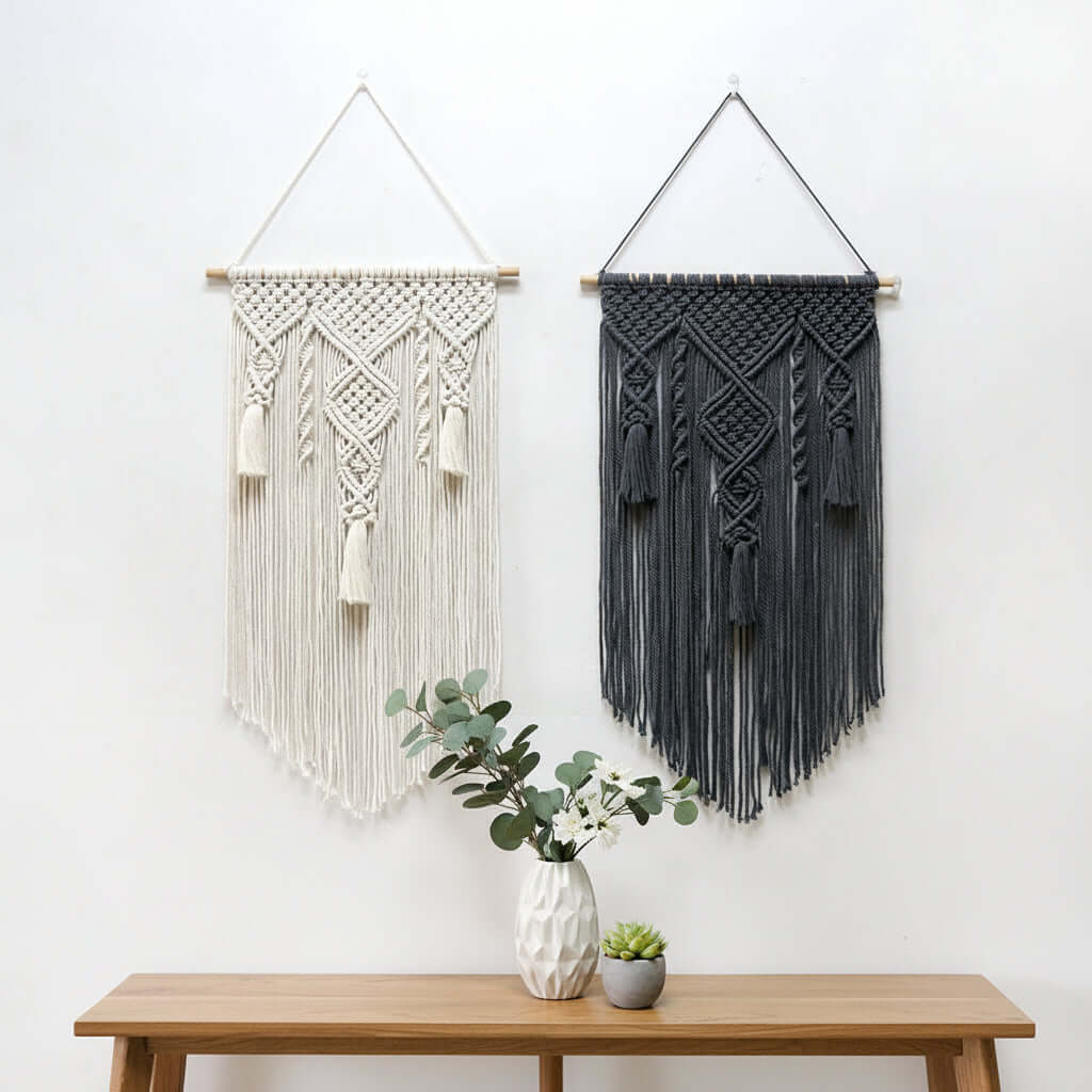 Nordic Macrame Wall Hanging – Cotton Rope Woven Tapestry Boho Home Decor