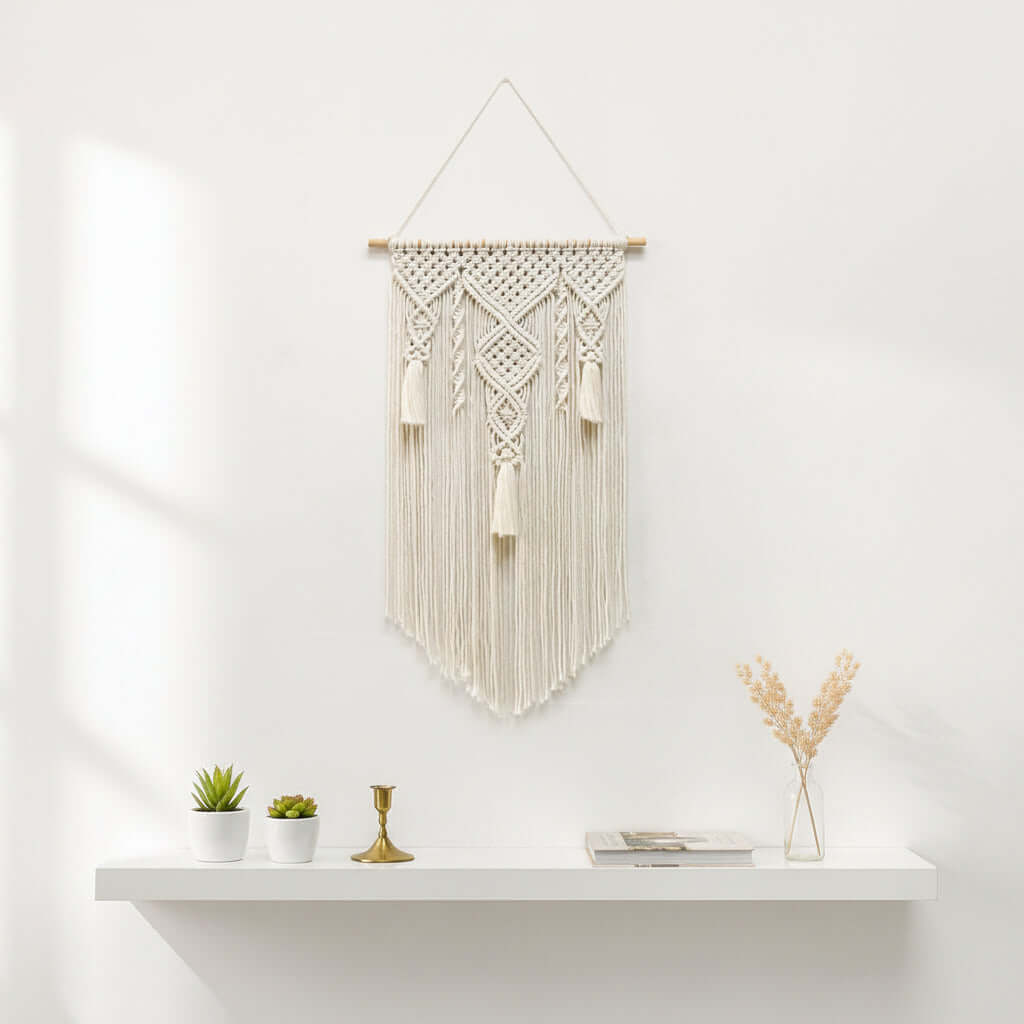 Nordic Macrame Wall Hanging – Cotton Rope Woven Tapestry Boho Home Decor