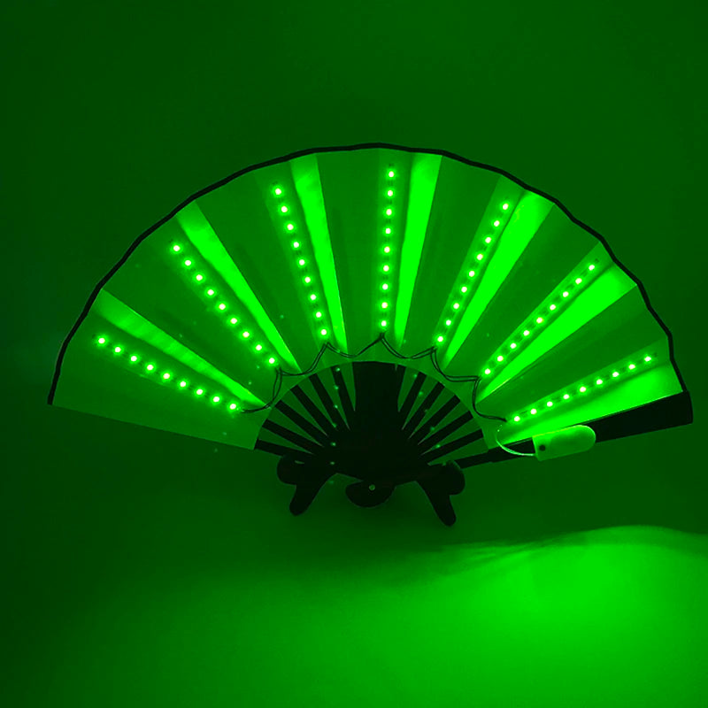 LED Hand Fan Luminous Light Up Folding Fan Glowing Hand Fan Stage Performance Birthday Wedding Party Dance Festival Bar Supplies