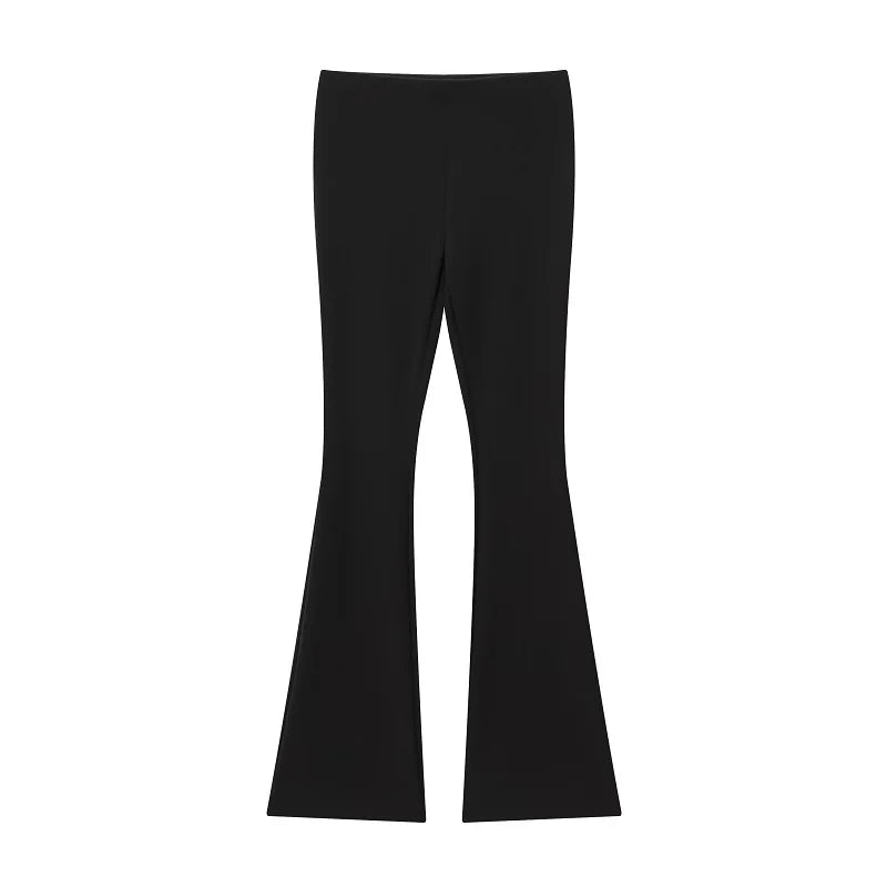 MUJER Black Flare Pants Sets for Women 2 Pieces High Waist Trousers Suits Woman Outfit off Shoulder Halter Top Female Lady Sets