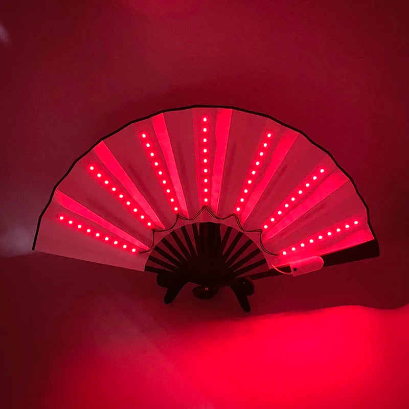 LED Hand Fan Luminous Light Up Folding Fan Glowing Hand Fan Stage Performance Birthday Wedding Party Dance Festival Bar Supplies