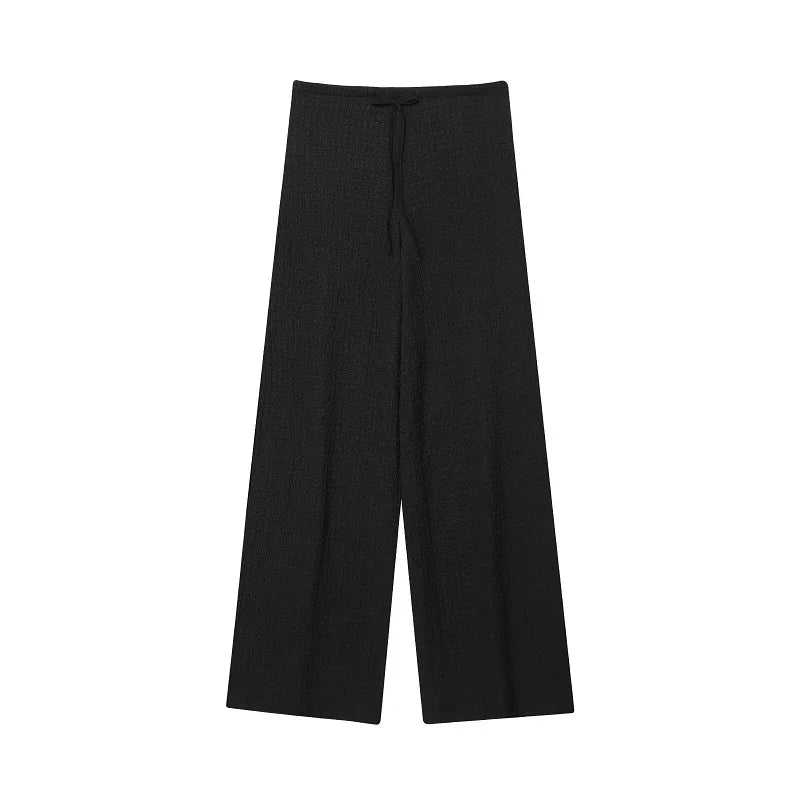 MUJER Women's Pants Sets Textured High Waist Pants Sets for Women 2 Pieces Sleeveless Vest Woman Outfit Lady Sets Women's Suits