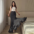Women Polka Dot Print High Waist Maxi Skirt Elegant Ruched Mermaid Long Skirts 2026 Summer Casual Vacation Fashion  Outwear