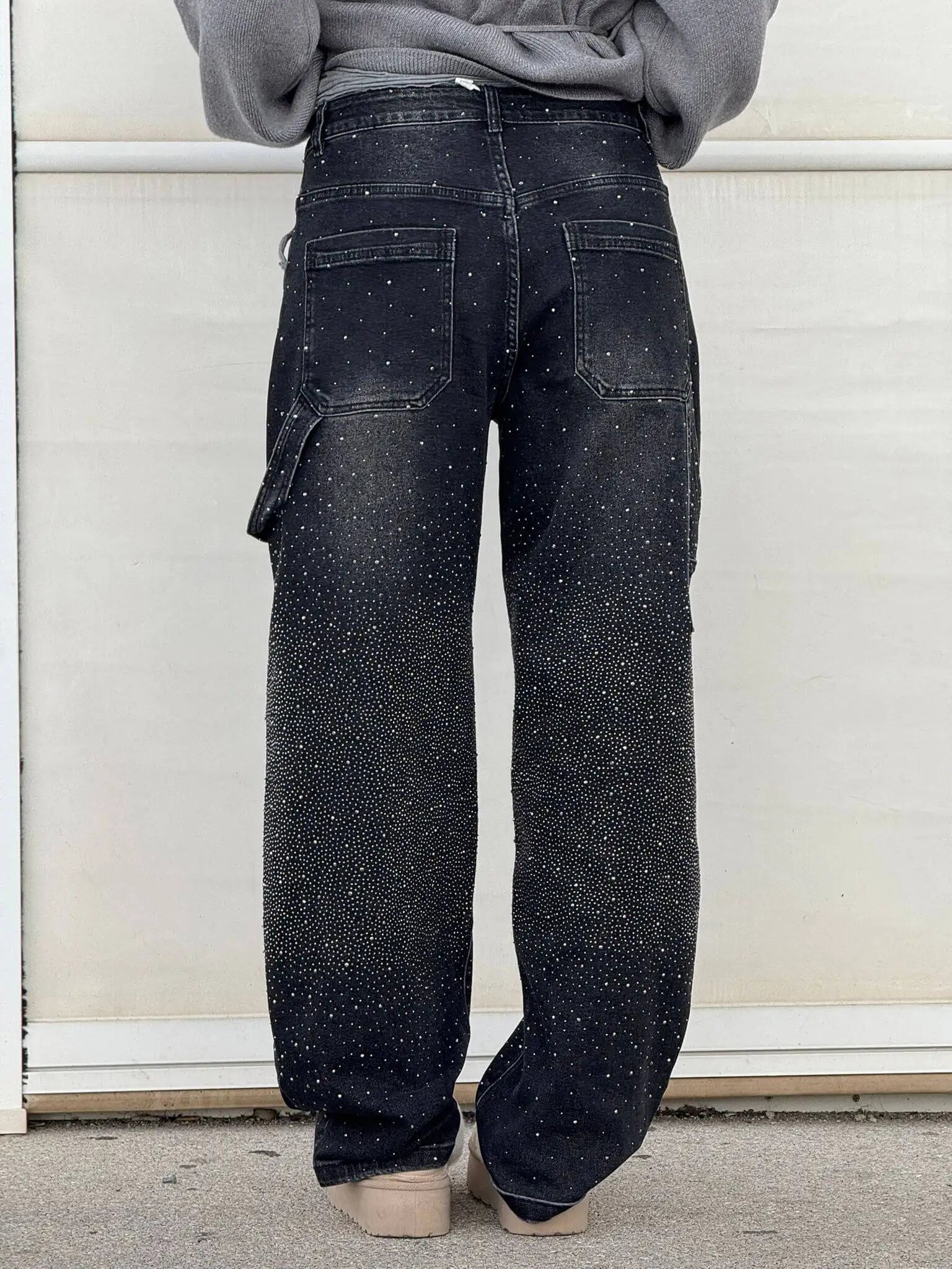 Hip Hop Shine Diamonds Denim Pants Retro Cargo Baggy Jeans Womens Jeans Rock Low Waist Wide Leg Trousers Harajuku Y2K Clothes