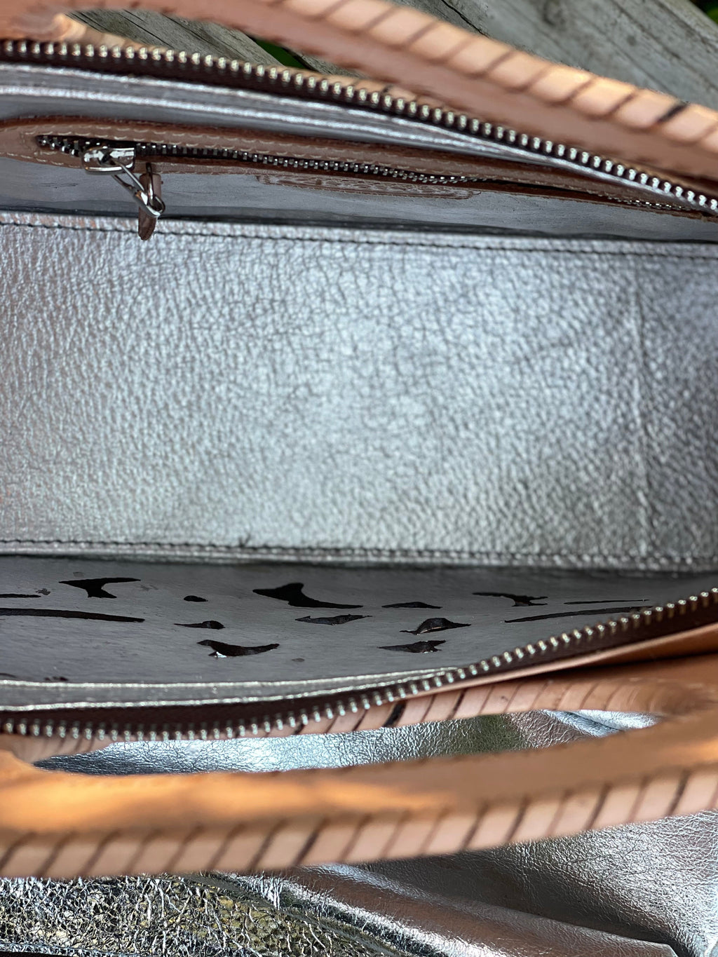 Hand CUT-OUT Tooling Leather Tote "TUBO" by ALLE, more Colors