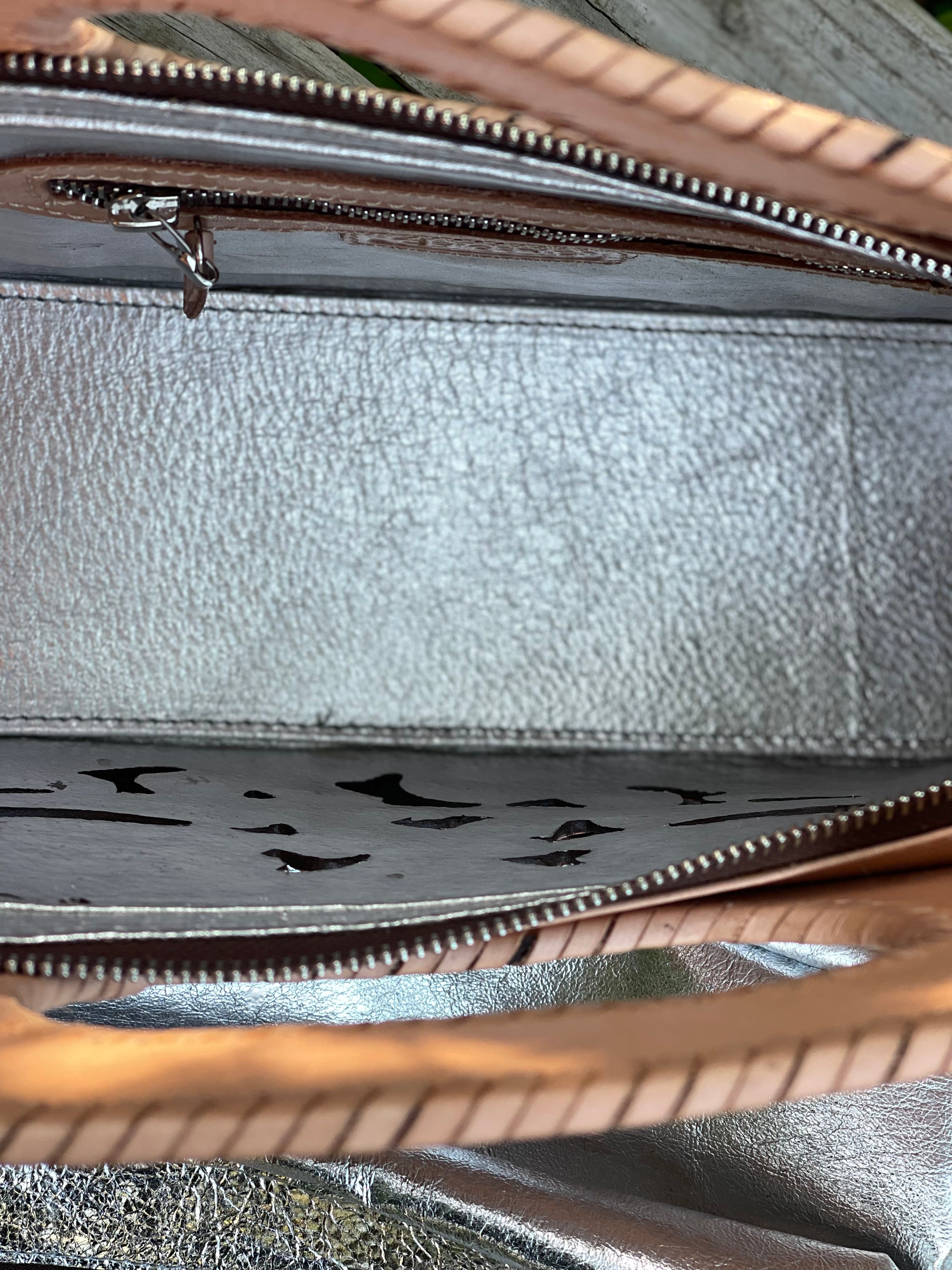 Hand CUT-OUT Tooling Leather Tote "TUBO" by ALLE, more Colors