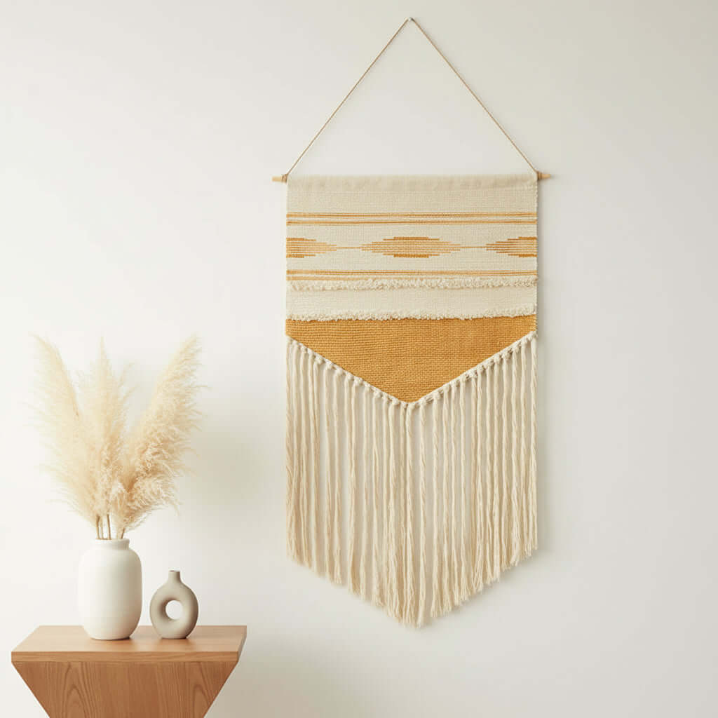 Tufted Tassel Wall Hanging – Boho Hand-Woven Tapestry Decor