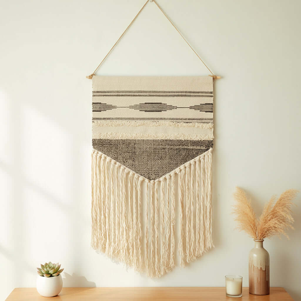 Tufted Tassel Wall Hanging – Boho Hand-Woven Tapestry Decor