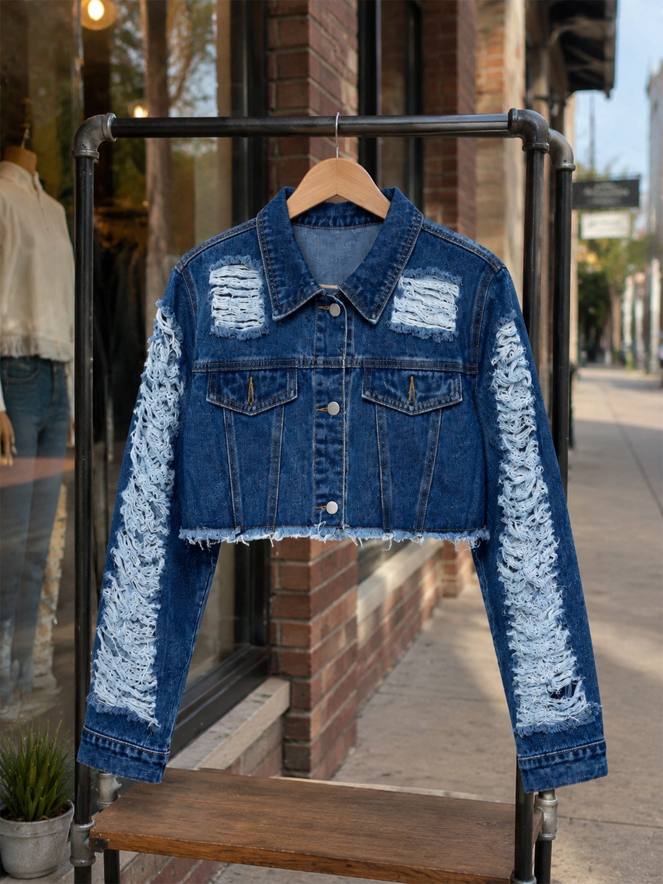 Women's Vintage Distressed Denim  | Washed Jacket