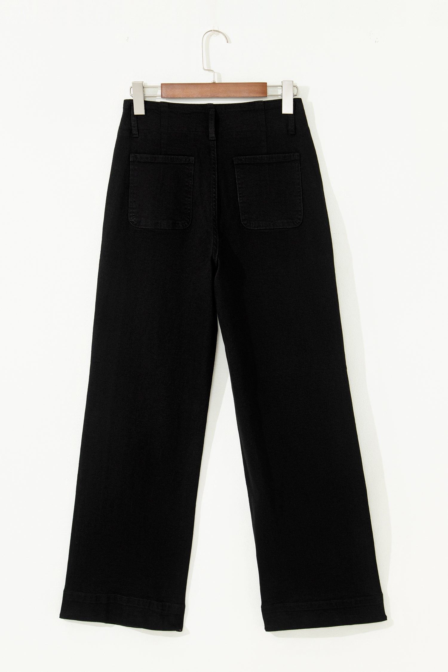Denim 2-Button High Waist Wide Leg Jeans