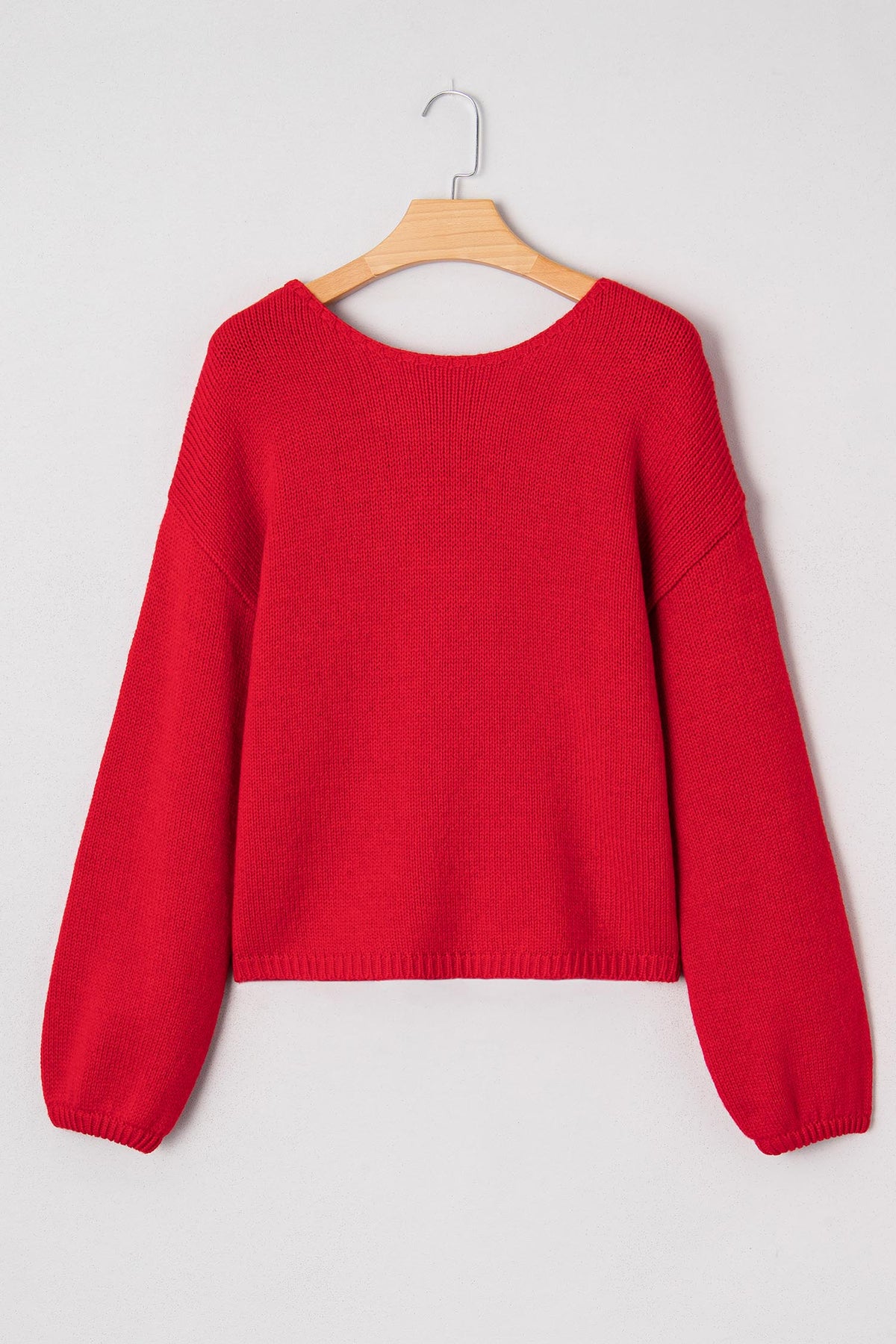 Black Bow Backless Bubble Sleeve Sweater