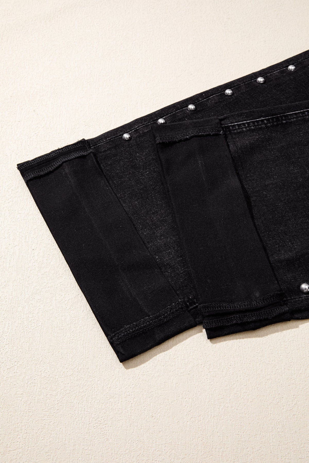 Navy Blue Studded Detail Straight Leg Casual Loose Jeans