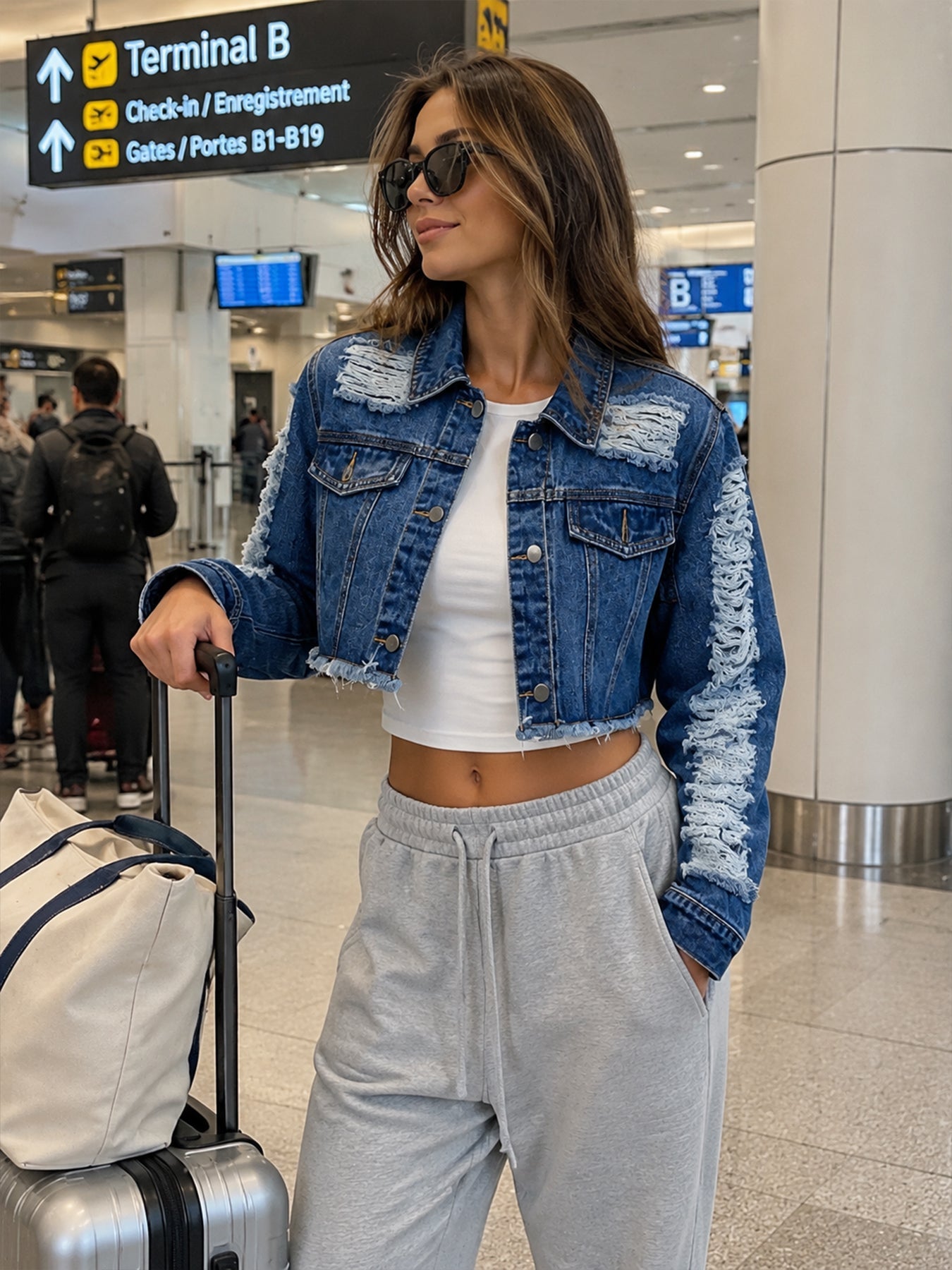 Women's Vintage Distressed Denim  | Washed Jacket