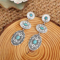 Vintage Western Wind Turquoise Oval Earrings